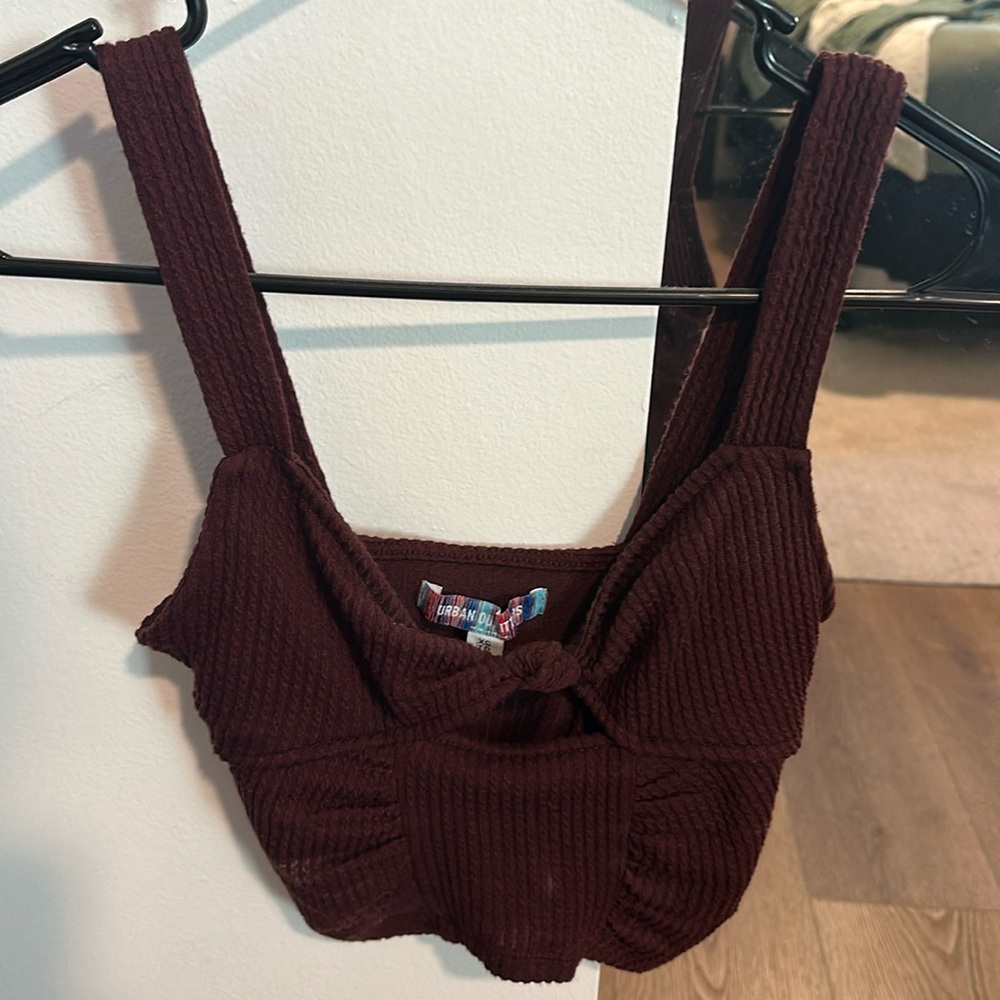 Burgundy Urban Outfitters tank top with a tie feature in the front. Size XS.